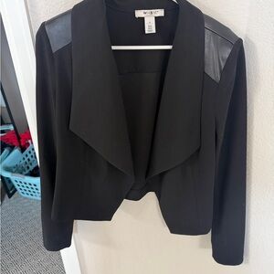 White House Black Market Black Blazer with Leather Accents